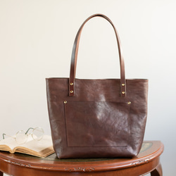 永久無料保証】オールレザーのトートバッグ 栃木レザーWコガシ チョコ