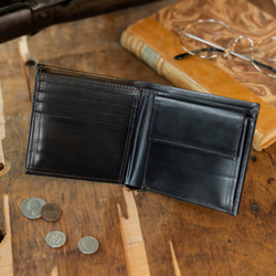 専用ページ　シェルコードバン「ホーウィン社製」二つ折り財布　Black-ブラック- 2枚目の画像