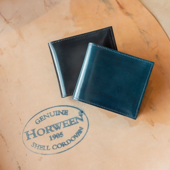 専用ページ　シェルコードバン「ホーウィン社製」二つ折り財布　Black-ブラック- 9枚目の画像