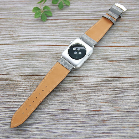 限一件作品！ [Apple Watch Band] Hen Lawn Shiny Croco Grey 42mm Apple W 第3張的照片