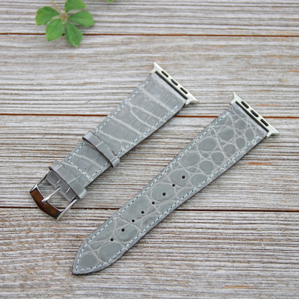 限一件作品！ [Apple Watch Band] Hen Lawn Shiny Croco Grey 42mm Apple W 第4張的照片