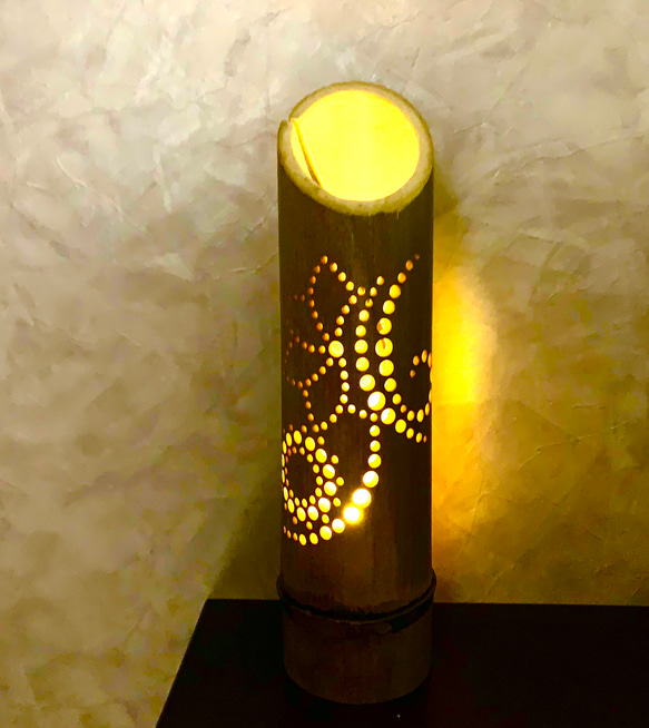幻想あかり　～sakuya壱～　bamboo　lamp 　花柄　癒し　竹　ランプシェード　SK01 1枚目の画像