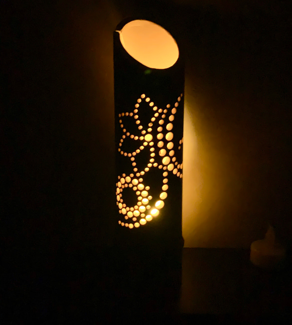 幻想あかり　～sakuya壱～　bamboo　lamp 　花柄　癒し　竹　ランプシェード　SK01 3枚目の画像