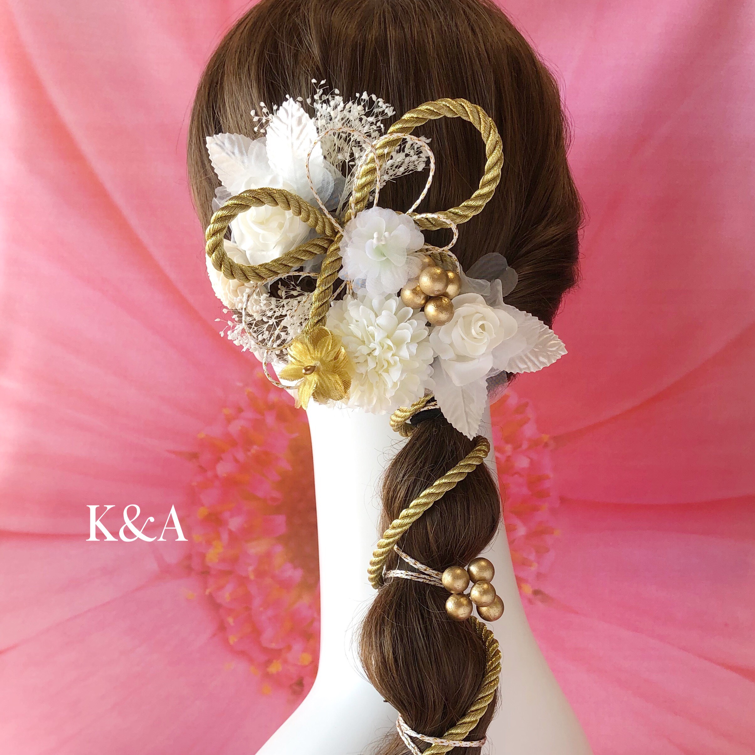 髪飾り 【数量限定】ヘッドドレス～紐アレンジレッドゴールstyle～