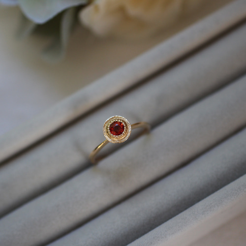 K18YG オレンジサファイアリング(16号) K18YG オレンジサファイアの1粒リング 指輪・リング De-l'ange