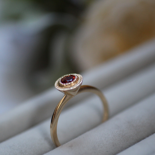 K18YG オレンジサファイアの1粒リング 指輪・リング De-l'ange