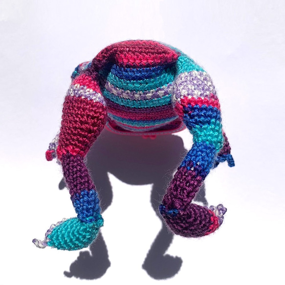 【カエル がま口 】かぎ針編みのカエル ピンク 8枚目の画像