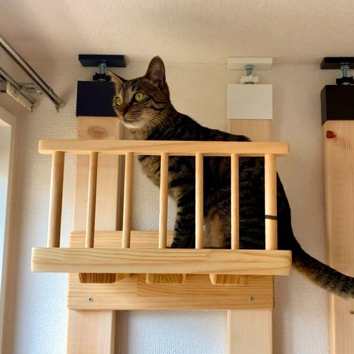 キャットステップ 柵付き ハンドメイド （ケージ用ステップ(猫
