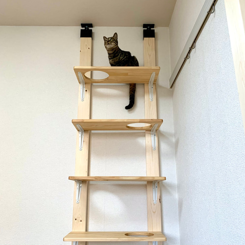 キャットステップ　4枚セット　ハンドメイド品 穴付きキャットステップ 4点セット キャットウォーク ハウス