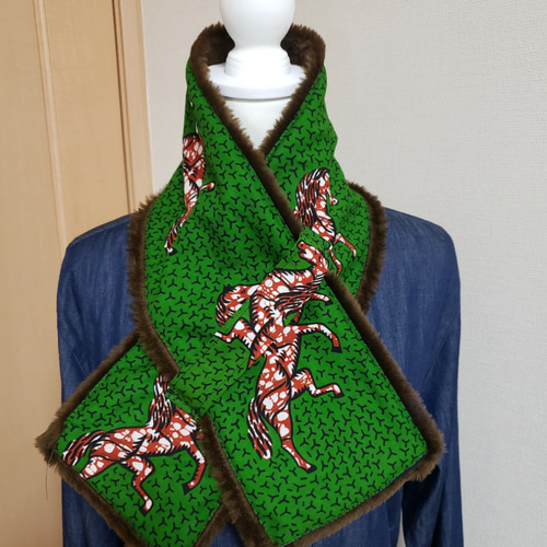 馬柄】アフリカ布 アフリカンバティック スヌード マフラー ネック