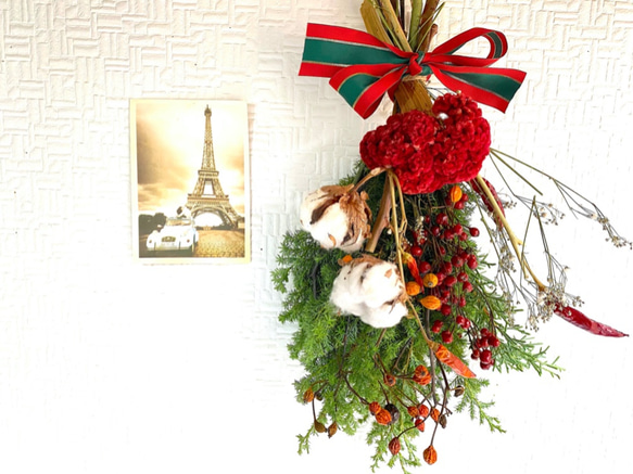 White Xmas クリスマススワッグ　フレッシュヒムロスギ 3枚目の画像