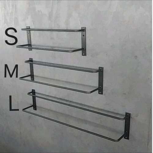 Mサイズ タオルハンガー 2段 ウォールシェルフ ダブル アイアンバー