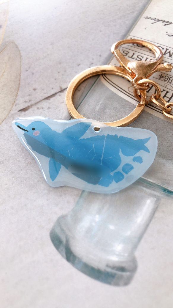 写真からもOK！足形キーホルダー イルカちゃん キーホルダー リコピン 