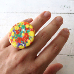 ◇INTOMOMI◇circle painting RING,no1 /キャンバスの指輪 4枚目の画像