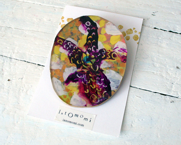 ◇INTOMOMI◇paint Brooch,no2 /身に付ける絵画　ブローチ 1枚目の画像