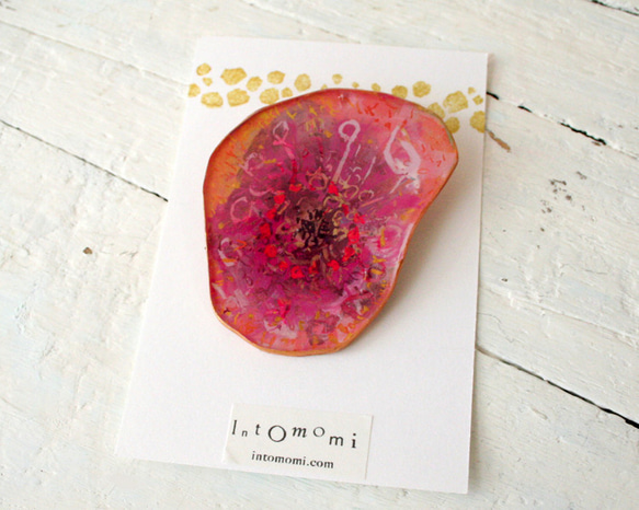 ◇INTOMOMI◇paint Brooch,no6 花/身に付ける絵画 ブローチ 1枚目の画像