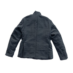 綿入りブラック(黒)麻ジャケットXLサイズ、イタリア製デッドストック生地使用 MOMOZONO original 8枚目の画像