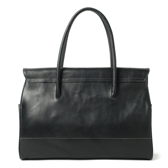 [日本製] フラップトートバッグ ブラック 最高級イタリアンレザー A4 ユニセックス Perla