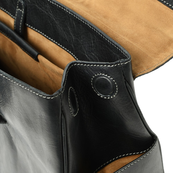 [日本製] フラップトートバッグ ブラック 最高級イタリアンレザー A4 ユニセックス Perla