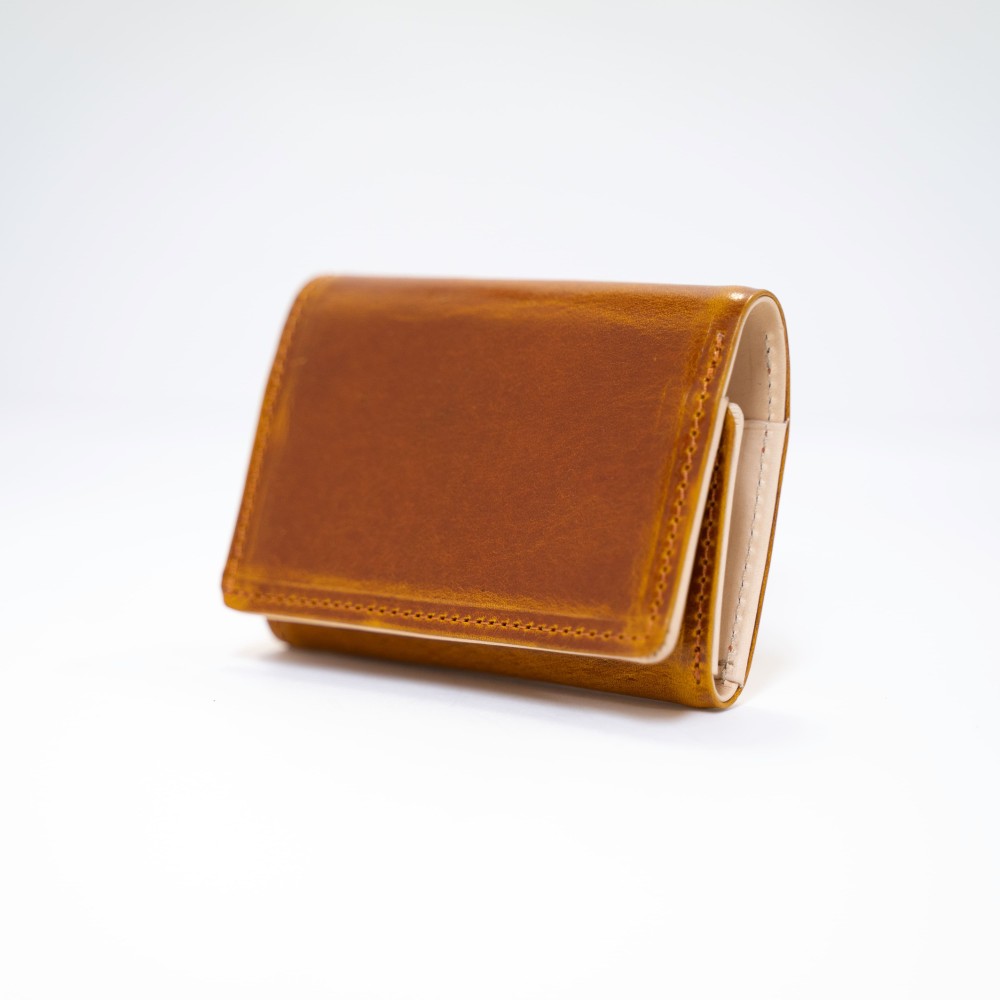 最小最適 キャッシュレス財布 キャメル 最高級イタリアンレザー