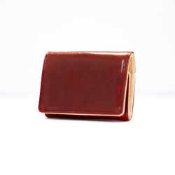 最小最適 キャッシュレス財布 レッド 最高級イタリアンレザー 1枚目の画像