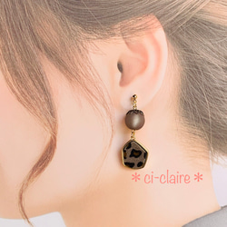 109 キラキラヒョウ✖︎コッパー　ハンドメイドアクセサリー　ピアスorイヤリング ヒョウ柄 ピアス の人気通販｜Creema(クリーマ) 国内最大の