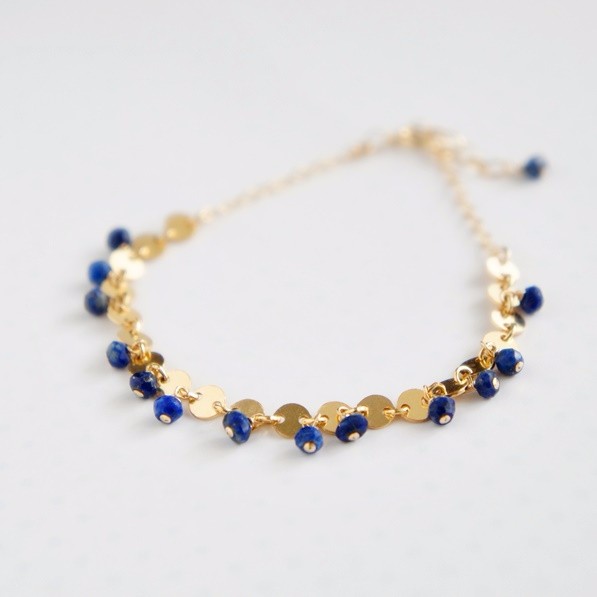Spark ラピスラズリ×ゴールドディスクのブレスレット