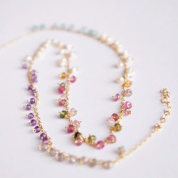 Pastel color gemstones   Dot Necklace 第1張的照片