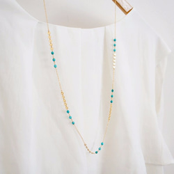 Turquoise × Gold disc   Long necklace 第5張的照片