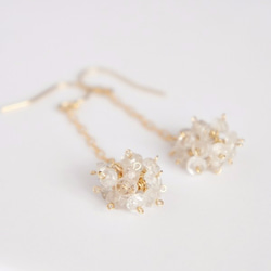 Natural Zircon  Pompon Pierced earrings or Clip earrings 第1張的照片