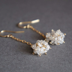 Natural Zircon  Pompon Pierced earrings or Clip earrings 第3張的照片