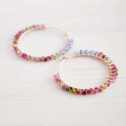 TOURMALINE × TANZANITE  Hoop pierced earrings 第3張的照片