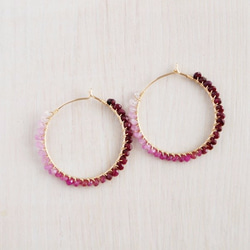 RUBY  Color gradation  Hoop pierced earrings 第4張的照片