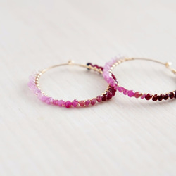 RUBY  Color gradation  Hoop pierced earrings 第5張的照片