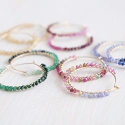 RUBY  Color gradation  Hoop pierced earrings 第6張的照片