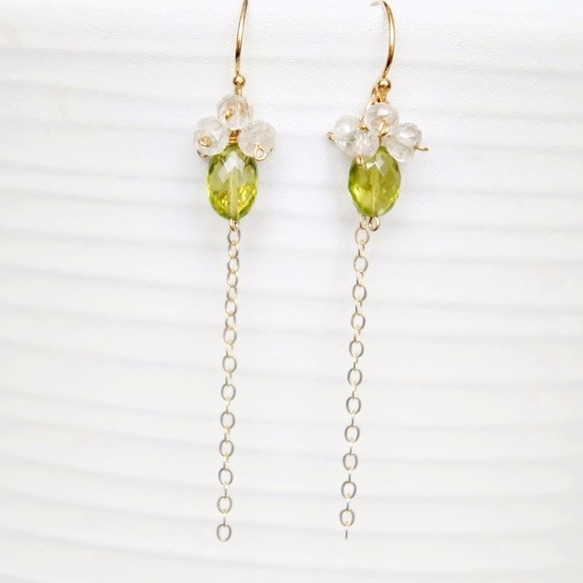 PERIDOT × ZIRCON  Pierced earrings or Clip earrings 第6張的照片