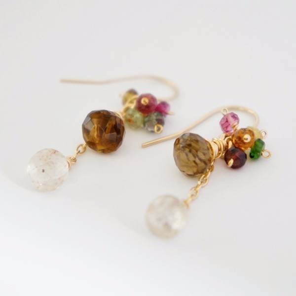 ビアクォーツ×サンストーンのピアスorイヤリング