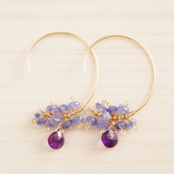 花束坦桑石×紫水晶耳環花束 第1張的照片