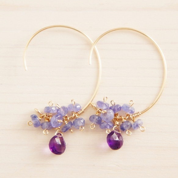 花束坦桑石×紫水晶耳環花束 第2張的照片