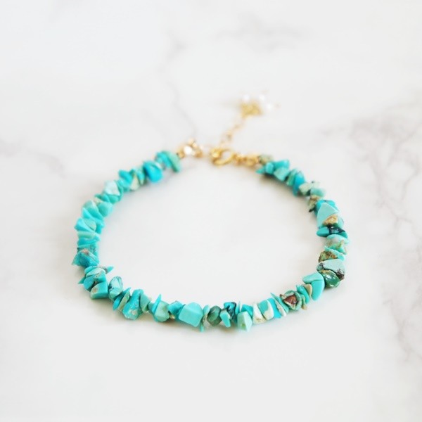 ターコイズ×パールのブレスレット　WHITE