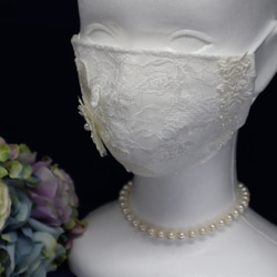チュールレース❣️左右非対称のお花モチーフレース❣️小顔効果❣️結婚式❣️抗菌・抗ウィルス生地使用 7枚目の画像