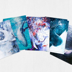 ポストカード：水彩画クジラ｜５種各２枚／１０枚セット 4枚目の画像