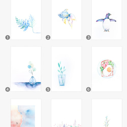 シンプル水彩イラストポストカード｜お好きなデザイン／５枚セット 2枚目の画像