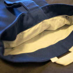 上履き袋：コットンキャンバス地のシンプルデザイン（青×白） No.0203 2枚目の画像