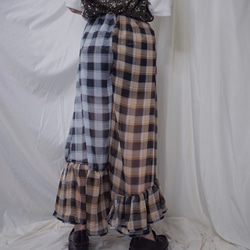 Check Flare Wide pants 4枚目の画像