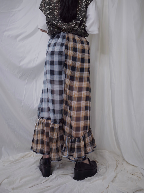 Check Flare Wide pants 4枚目の画像