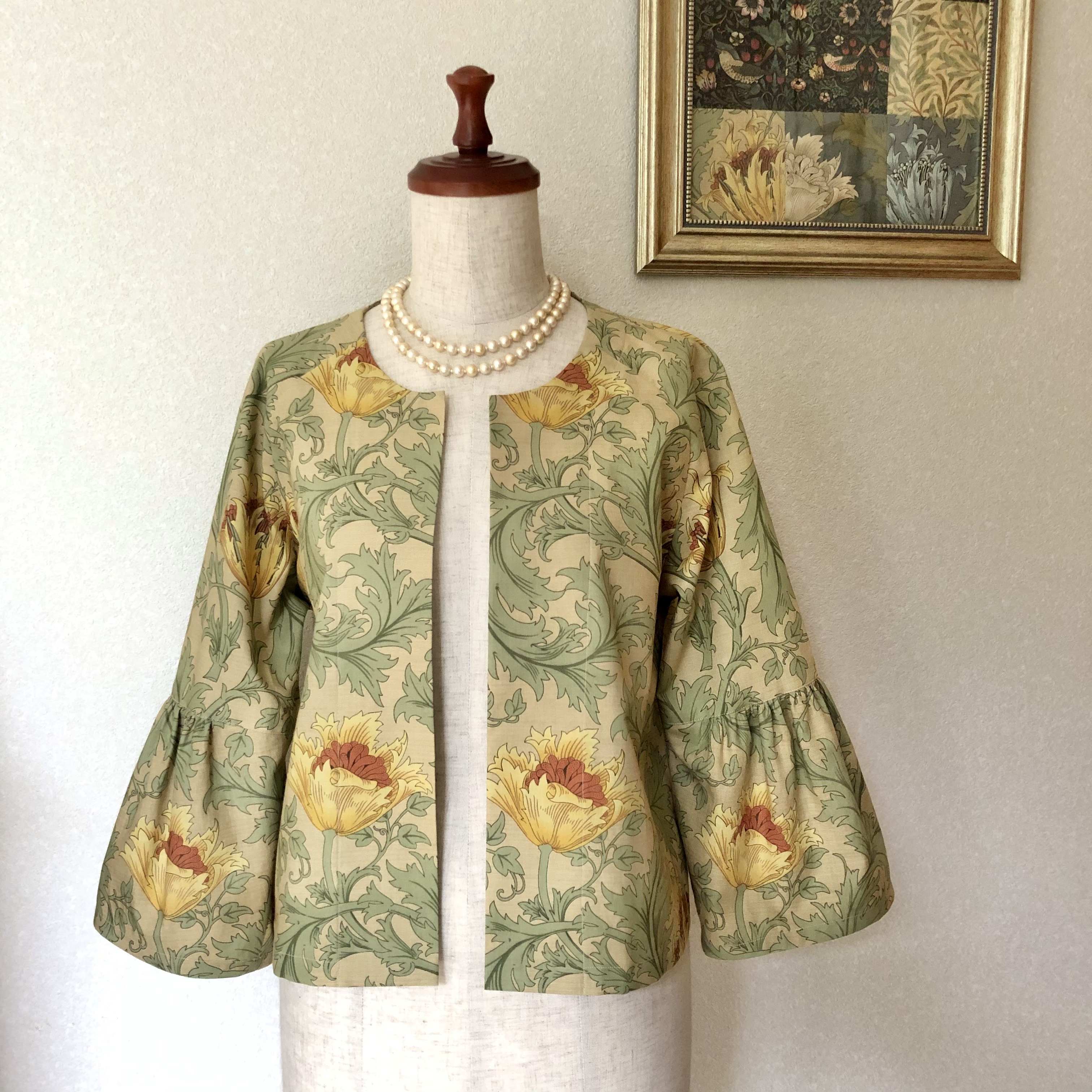 グレイスボレロ　選べるMorris生地　羽織もの　七分袖　綿100％　春夏