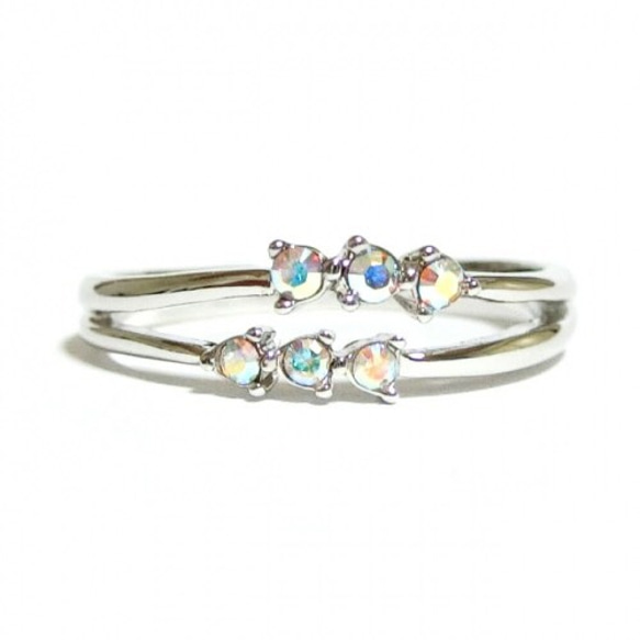 ダブルライン スワロフスキークリスタル オーロラクリア シルバー