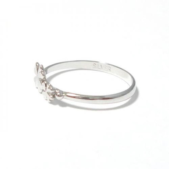 ピンキー 2連クローバー 四葉 シルバーリング 2枚目の画像