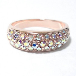 パヴェ スワロフスキークリスタル オーロラクリア ピンクゴールド